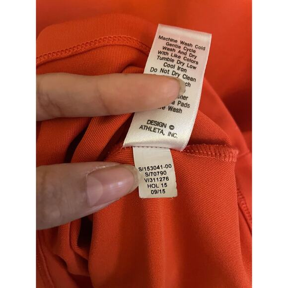 Athleta Top Women's Small Orange Workout Tank Activewear Mesh Back Cut Out - Picture 8 of 8